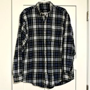 RedHead Men’s Plaid Black, Green and Blue Button-Down Cotton Flannel • Sz Large